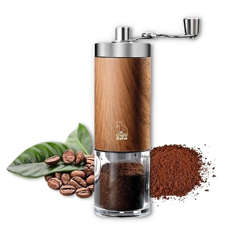 Moulin à café manuel Capy Brew MK1 à finition aspect bois sur un plan de travail de cuisine