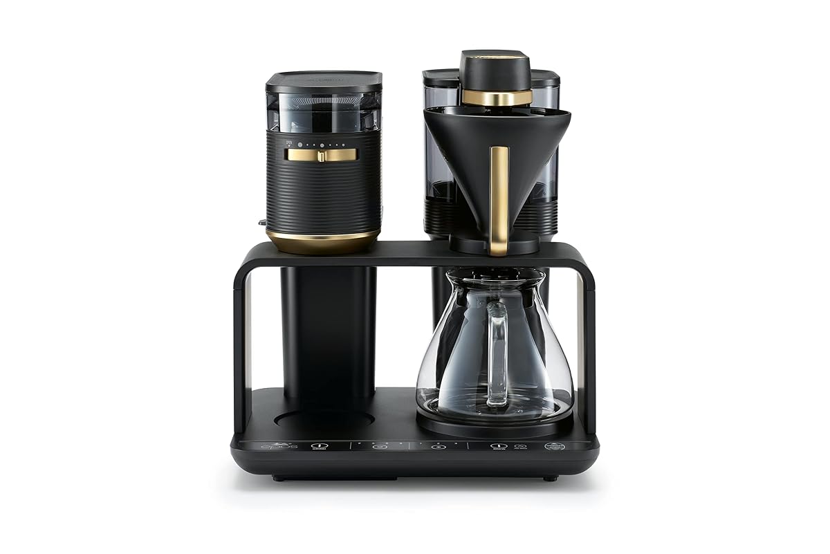 Cafetière filtre Melitta Epos noire et dorée avec moulin intégré et carafe