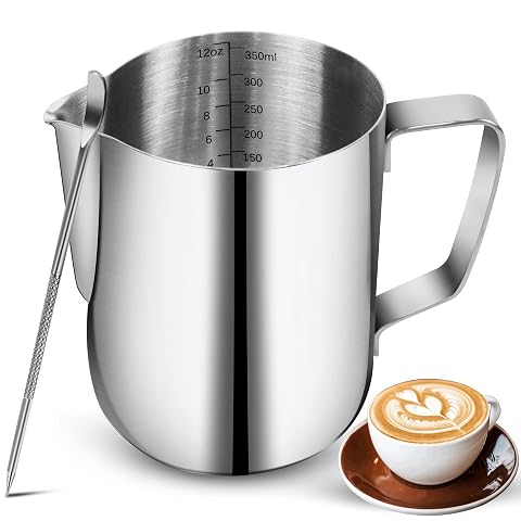 Pichet à lait en acier inoxydable de 350 ml accompagné de son stylo de décoration latte art