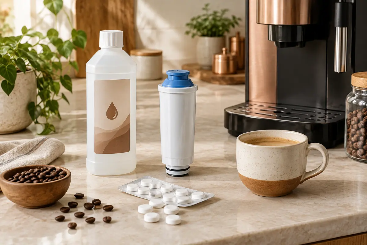Produits de détartrage, tablettes de nettoyage et filtre pour machine à café